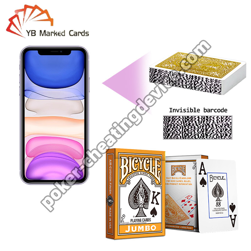 BICYCLE การ์ดบาร์โค้ดที่มีเครื่องหมาย คลาสสิค สีสันเท็กซัส Hold'em การ์ดสีสันส้ม