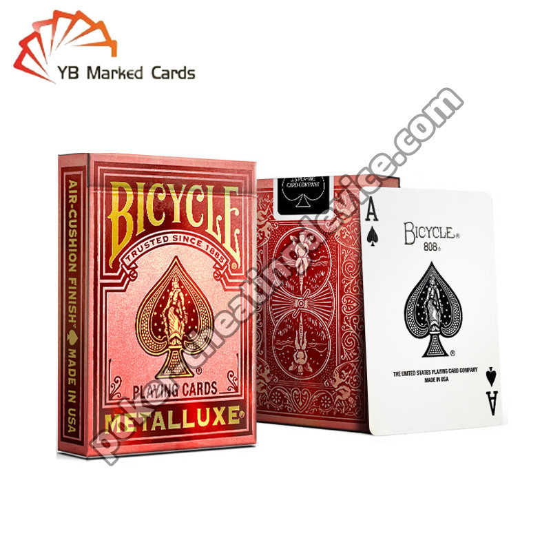 จักรยานมีเครื่องหมาย การ์ดโป๊กเกอร์ หรูหรา ทอง stamping ลาวาแดง สําหรับโป๊กเกอร์