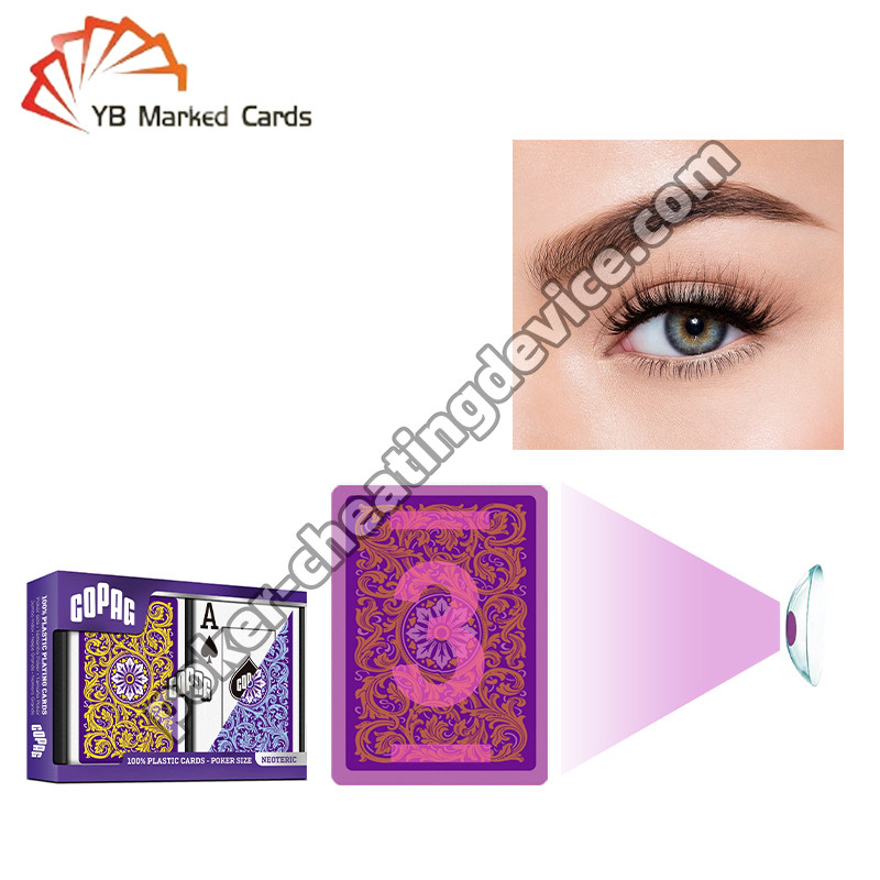 การ์ดหมายหมึกที่มองไม่เห็นของ Copag สีฟ้า / เหลือง ซ็อตคอนแท็คคู่ สําหรับเลนส์ติดต่อ UV
