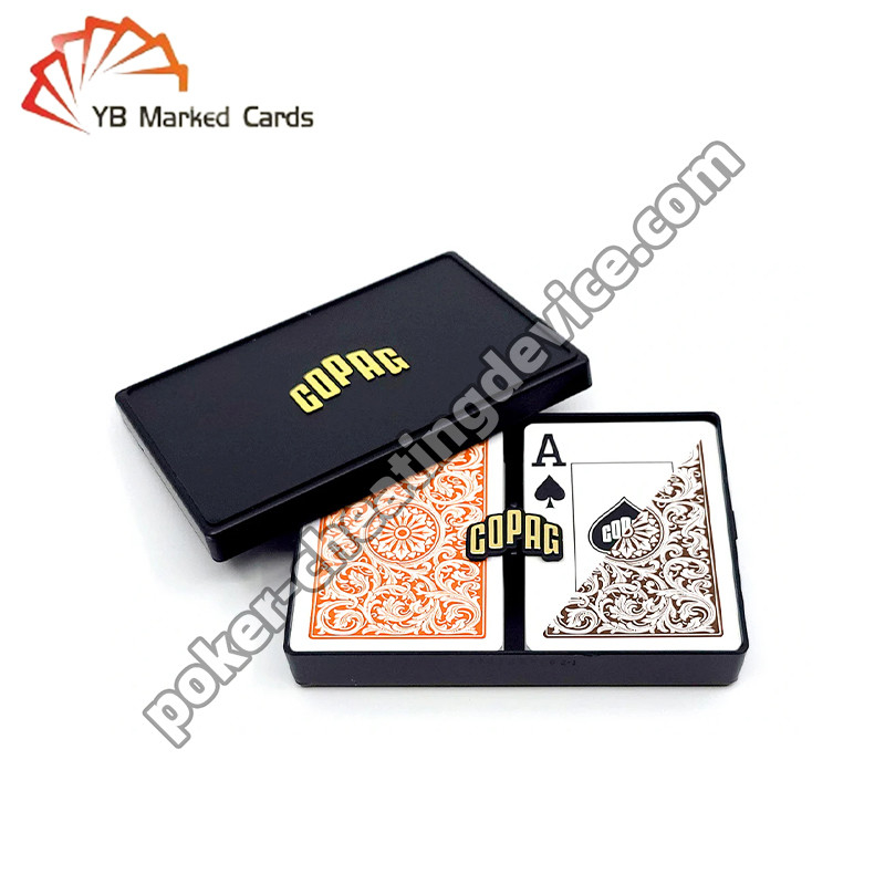 Copag Neoteric 100% พลาสติกบาร์โค้ด มีเครื่องหมาย Decks ส้มน้ําตาล Double Deck Set