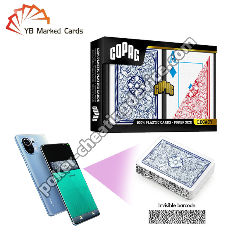 Copag Legacy 4 สี 100% บาร์โค้ดพลาสติก Cheat Decks สีฟ้า / สีแดง Double Deck
