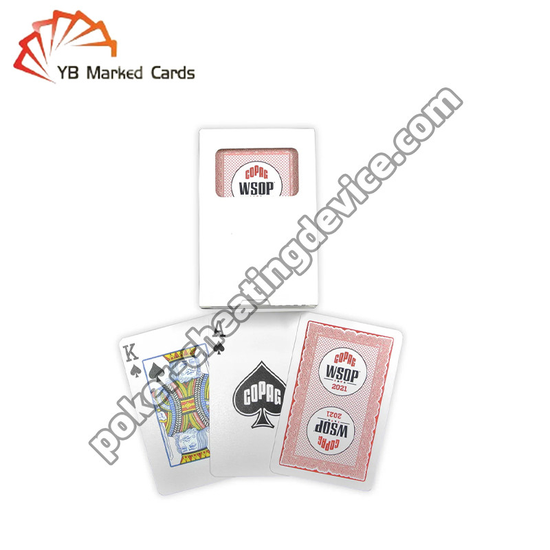 โคป๊ก 2021 WSOP 100% พลาสติก ยูวีบาร์โค้ด มีเครื่องหมายการเล่นไพ่เดคเดียว สีแดง