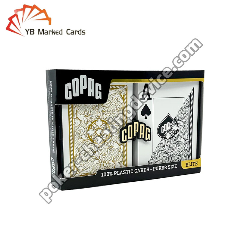 Copag Legacy Barcode การ์ดโป๊กเกอร์ที่ติดป้าย Jumbo Index ชุดพานสองพานสีดํา / ทอง
